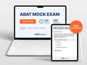 صورة توضيحية للامتحان التجريبي لشهادة ABAT باللغة العربية على اللابتوب والآيباد من ABA Practice