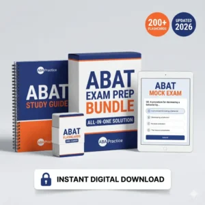 alt="ABAT exam prep bundle — visual study guide, flashcards and timed mock exam for ABA technician certification"