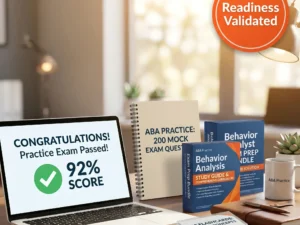 BCBA exam prep bundle visual study guide and 200-question mock exam for Board Certified Behavior Analyst 6th Edition certification