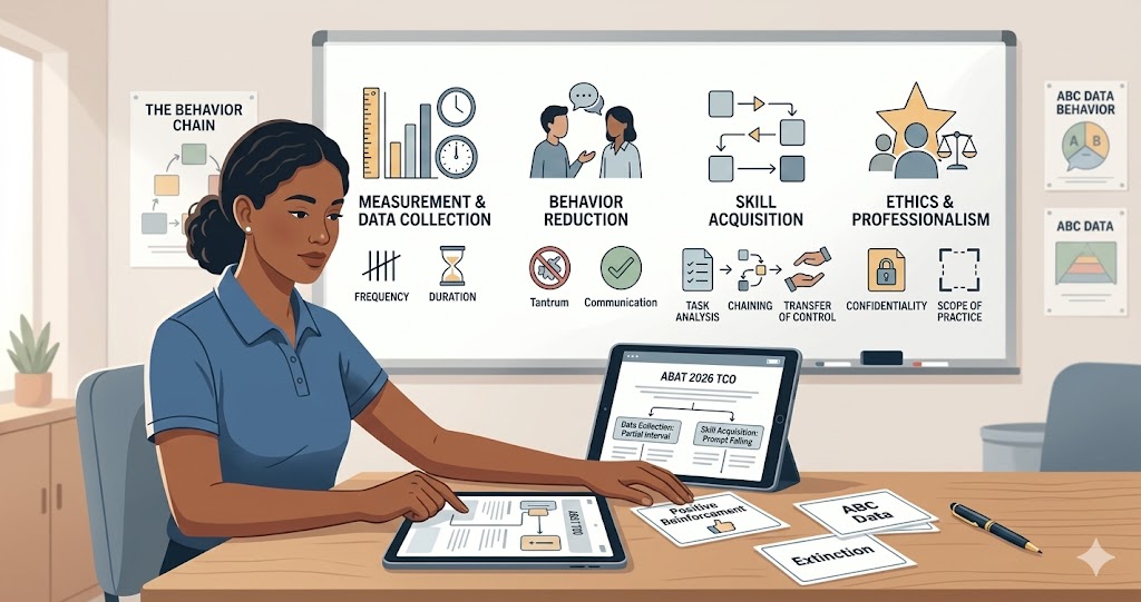 ABAT certification 2026 – Applied Behavior Analysis Technician implementing ABA program with QABA behavior technician certification requirements and ABAT exam prep materials
