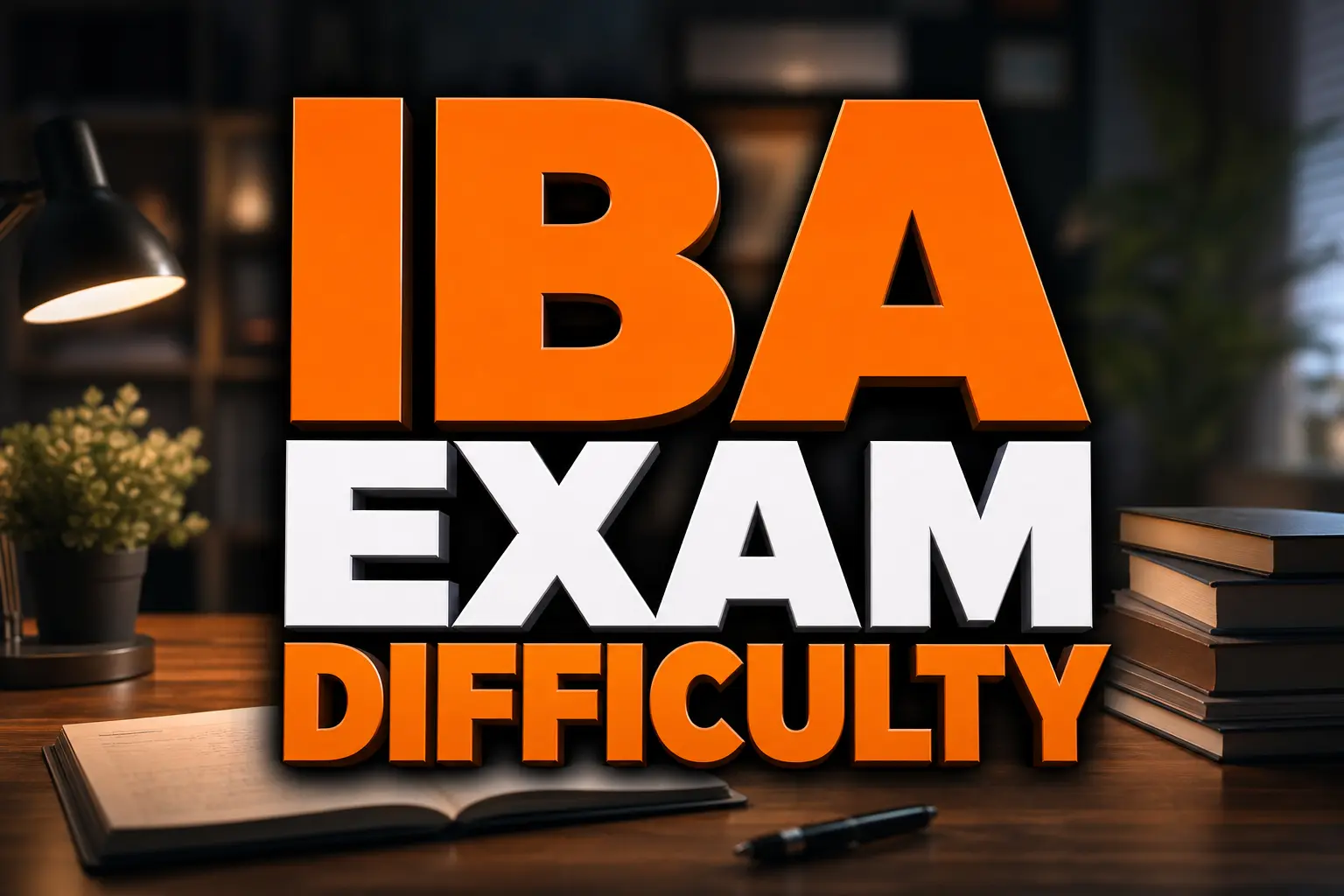 Professional study room environment with a digital tablet displaying behavioral science charts and bold typography reading IBA EXAM DIFFICULTY for international behavior analyst exam preparation.